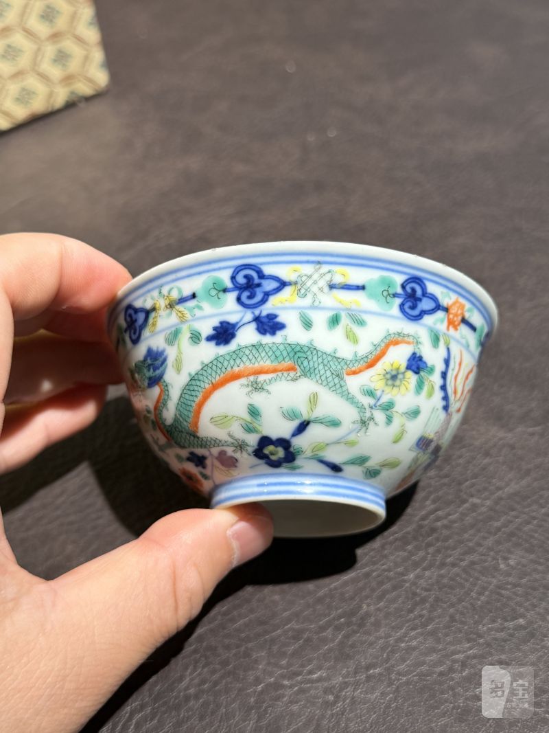 清光绪 青花五彩龙凤纹茶圆一对 - 图20